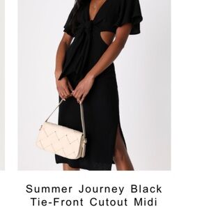 Lulu's Black Tie-Front Cutout Midi Dress